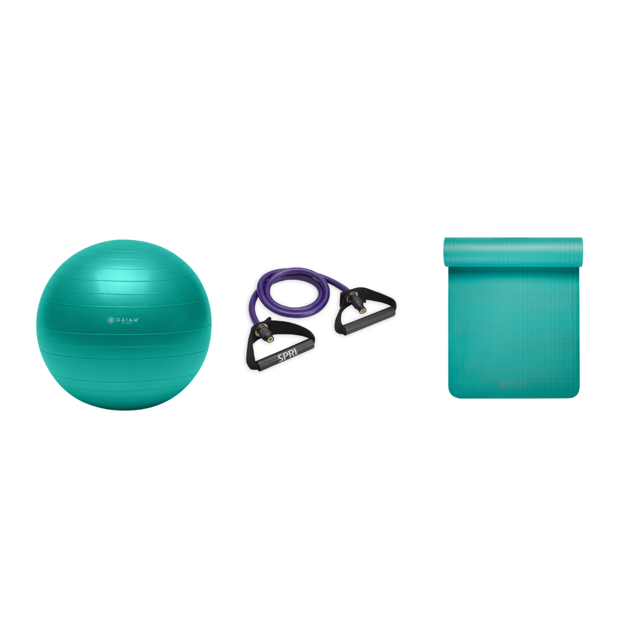 Fitness Bundle - Balance Ball (65cm), Xertube (Ultra Heavy), Fitness Mat (Teal)